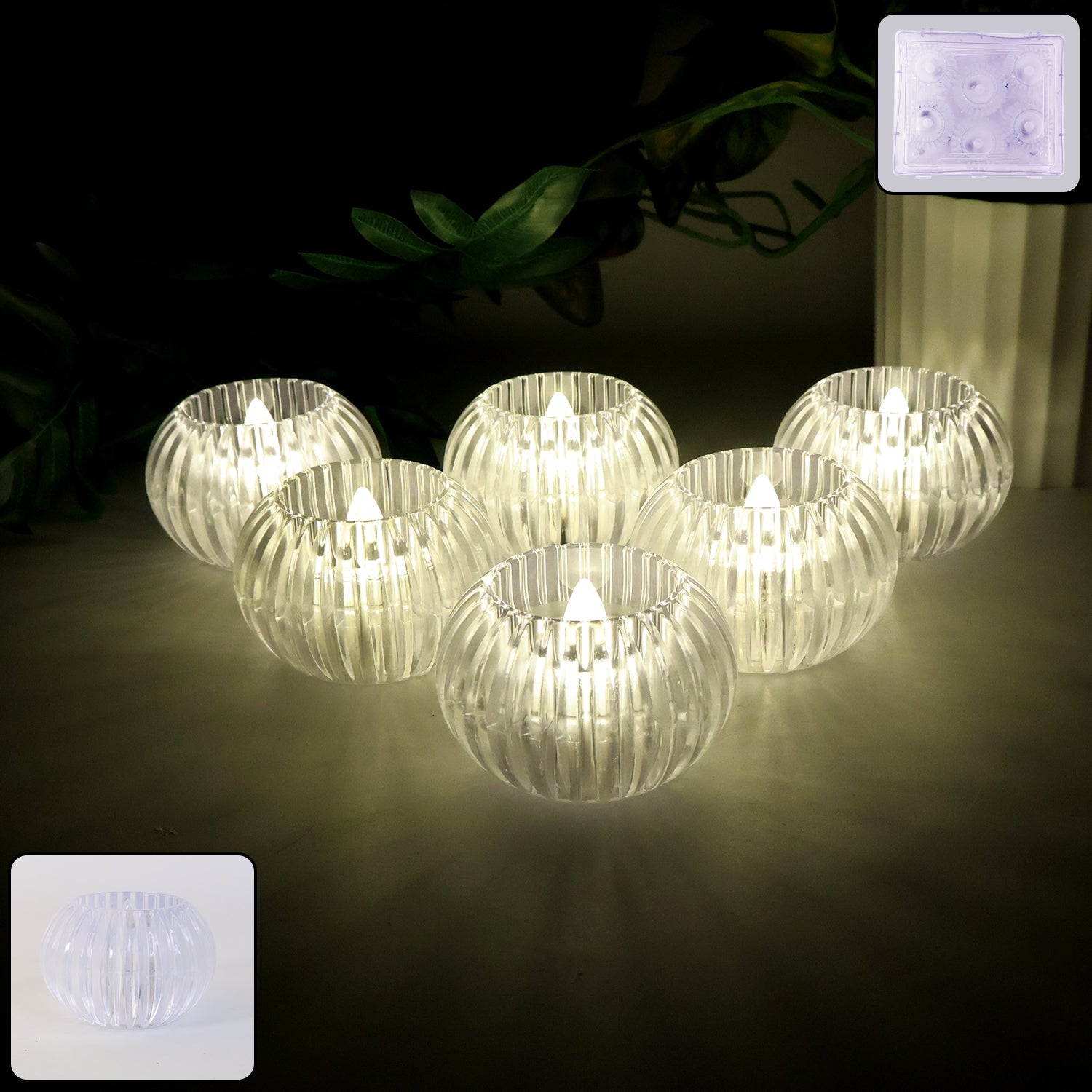 Crystal Design LED Flameless Tealight Candles (6 Pc) Crystal Design LED Flameless Tealight Candles (6 Pc)